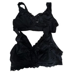 Breezies Soft Support Lace Wireless Unlined‎ Bras Black Set of 2 Medium